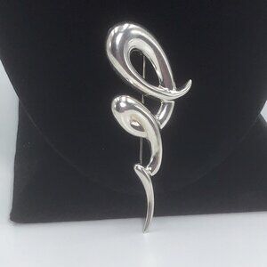 Sterling Silver Swirl Shaped Brooch 8.6 Grams 2.75”